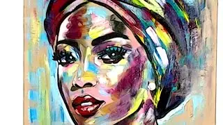 Acrylic Portrait Painting Tutorial  | AFRICAN QUEEN | Step by Step Colorful Art
