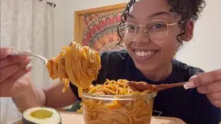 SPAGHETTI MUKBANG | HOMEMADE | SPICY