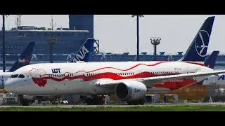 ✈✈日本初飛来 ポーランドの独立100周年特別塗装機LOTポーランド航空 (LOT Polish Airlines)Take-off Narita RWY16R成田空港 さくらの山