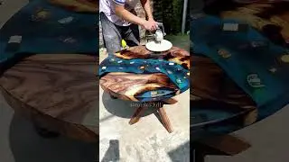 Custom Handmade Resin & Wood Round Tabletop #epoxy #resin #resintable #epoxytable