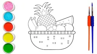 Learn FRUITS , Painting and Colouring for Kids & Toddlers #blueberry #mango #grape #orange #apple 