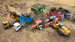 Loading Cow Dung from RC loader and JCB 3dx | Rc Dumper, Ashok Leyland Truck, Swaraj Tractor