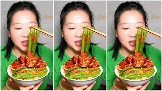 Chinese Village Food Eating, Fried Pork With Tofus And Chili Pepper, Spicy Hot Pot Malatang Mukbang