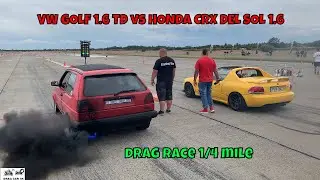 VW GOLF 1.6 TD vs HONDA CRX DEL SOL 1.6 D16Z 88KW drag race 1/4 mile 🚦🚗 - 4K UHD