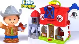 FISHER PRICE LITTLE PEOPLE CARING FOR ANIMALS FARM WITH FARMER PIG CHICKEN HORSE & COW - UNBOXING
