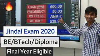 Jindal Exam 2020 { JIPT } - BE/BTech/Diploma | Final Year Eligible | Get Job in PowerPlant