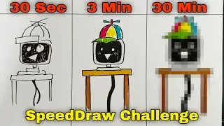 Drawing INCREDIBOX SPRUNKI ( MR. FUN COMPUTER ) in 30 Sec, 3 Min and 30 Min.