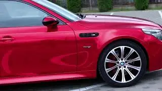 Bmw M5 red chrome wrap by autofoljexhelali