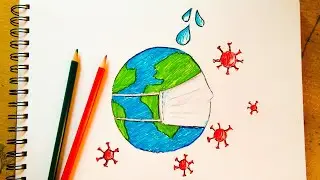 Drawing of COVID-19 poster || Save earth from Corona Virus || Be Safe