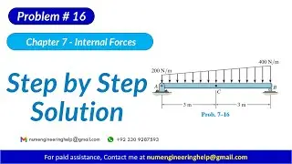 *7&ndash;16. Determine the internal normal force, shear force, and moment#statics