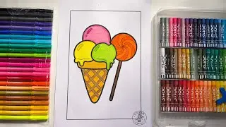 Ice Cream Colouring Page 🎨 | Relaxing Kids Colouring Video