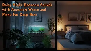 Rainy Night Bedroom Sounds with Aquarium Water and Piano for Deep Rest