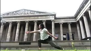 Cossack squat to one leg stance with beautiful back drop.