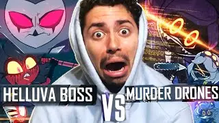 UZI CARRIES! | HELLUVA BOSS VS MURDER DRONES (Short Crossover Animation) REACTION!