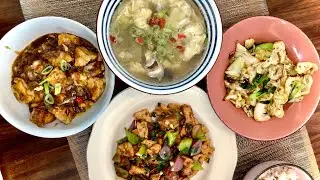 51 酱炒肉片，葱烧豆腐，手撕包菜，萝卜鸡蛋汤
