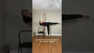 Half-Moon Pose with a Chair #yogapose #yogateacher #yogaplay #chairyoga #ardhachandrasana