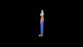 3D Cartoon Farmer Celebration Turntable | Stylized Male with Pitchfork
