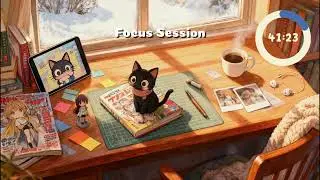 3-HOUR STUDY WITH ME ☕️ Coffee & Manga | Lofi Pomodoro 50-10 | Cozy Focus 🐈‍⬛