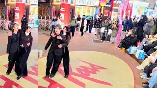 [STREET ARTIST] YU KAGAWA & HYOJIN. INTERACTIVE HONGDAE BUSKING. 250224.