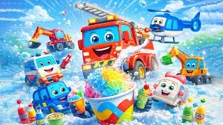 Ice Cream Sculpture! 🍦🚜 Vehicles Team Builds a Giant Frozen Statue | Funny Vehicles Animation