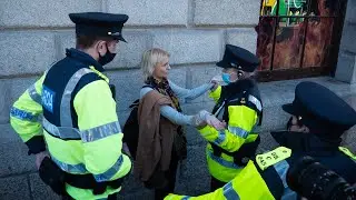 'Just standing here'. Gardai arrest at GPO #lockdown #dublinprotests