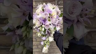 Creating a shower or teardrop bridal bouquet in lilac and ivory #weddingflowers #weddingbouquet