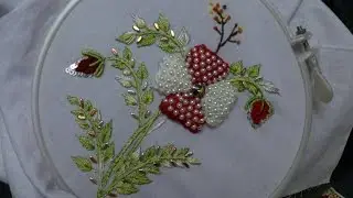 Hand embroidery designs. Beads padded lace stitch. Hand embroidery stitches tutorial.