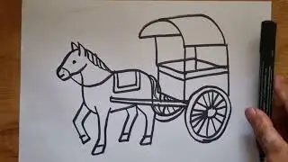 How to draw Horse cart Drawing step by step