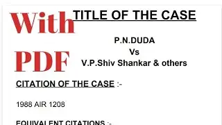 P.N. DUDA vs V.P. Shiv Shankar and others 1988 AIR 1208