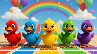 Fünf bunte kleine Enten 🦆🌈 | Farben lernen | Kinderlied Deutsch