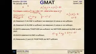 DAILY DOSE 85 | GMAT FREE QUESTIONS | MISSION MBA