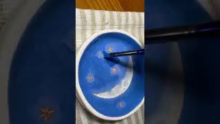 Painting Lunar Rain Ceramic Art - Crescent Moon Dish