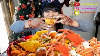 Seafood Boil Mukbang Eating Show (Snow Cluster Crabs) with 1K Yellow Diamond