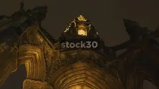 Night Time Shot Looking Up At The Scott Monument, Edinburgh, Scotland, UK