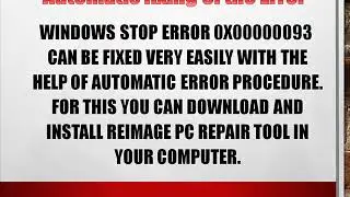 Fix Windows Stop Error 0x00000093