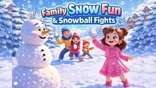Junie Plays With Snowman ❄️ Family Snow Fun & Snowball Fights ☃️