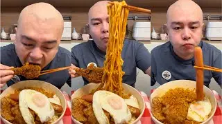 Spicy Fire Noodles with Crispy Fried Chicken #food#foodie#mukbang#asmr#eating