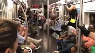A mouse terrified riders of the E train in NEW York.Smh