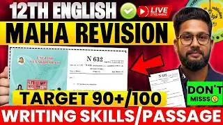 LIVE🔴12TH ENGLISH MAHA REVISION |TOPIC- WRITING SKILLS & PASSAGE QUESTIONS |  | JR COLLEGE