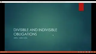 DIVISIBLE AND INDIVISIBLE OBLIGATIONS