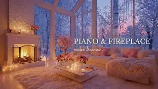 Cozy Winter Sanctuary 🎹❄️ Relaxing Piano & Fireplace Crackles for Deep Calm & Sleep