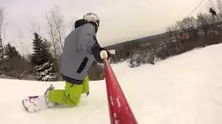 Gopro snowboarding pole mount carving Family Day Mt.Holly Michigan