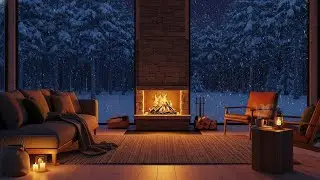 Soft Jazz & Lo-Fi Piano at Night | Cozy Winter Fireplace Ambience