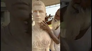 Cristiano Ronaldo Stone Statue | Real Handcrafted Sculpture 🪨 #ronaldo #craft #stonecarving