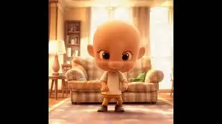 A cheerful 3D cartoon character