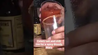 Celery salt + chili rim for a spicy Bloody Mary 🙌🏽 #cocktailsbar #shorts