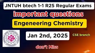 👉 2026 R25  1-1 Engineering Chemistry Important Questions  | Regular Exams | JNTUH B.Tech 1st Year