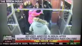 Syrian & Libyan Refugees set man on fire