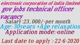 ECIL recruitment notification 2020//Technical officer vaccines //government jobs2020