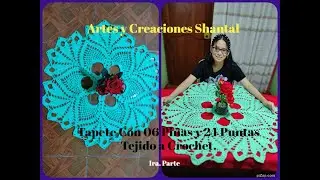 Hermoso Tapete Con 06 Piñas y 24 Puntas Tejido a Crochet - 1ra. Parte.